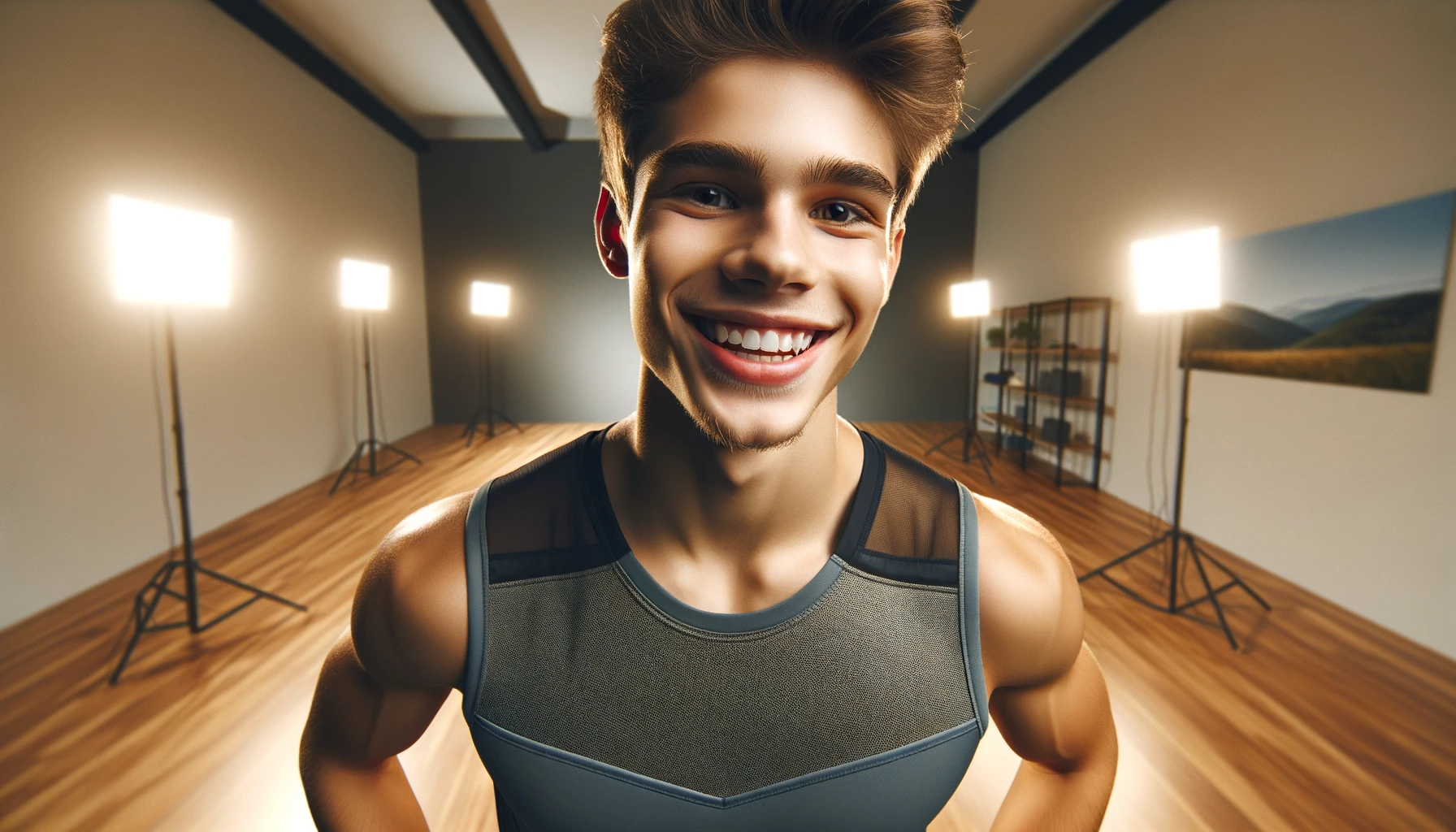 a cheerful boy in sports attire