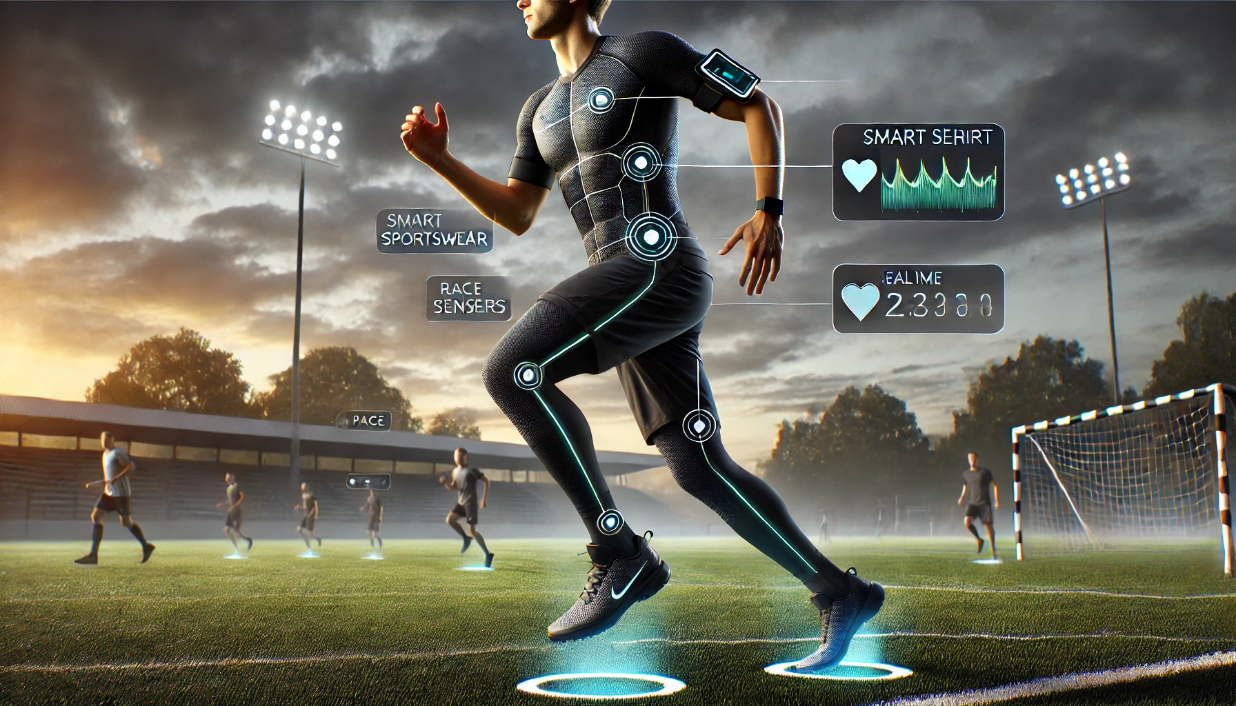 an athlete wearing innovative sportswear integrated with wearable technology